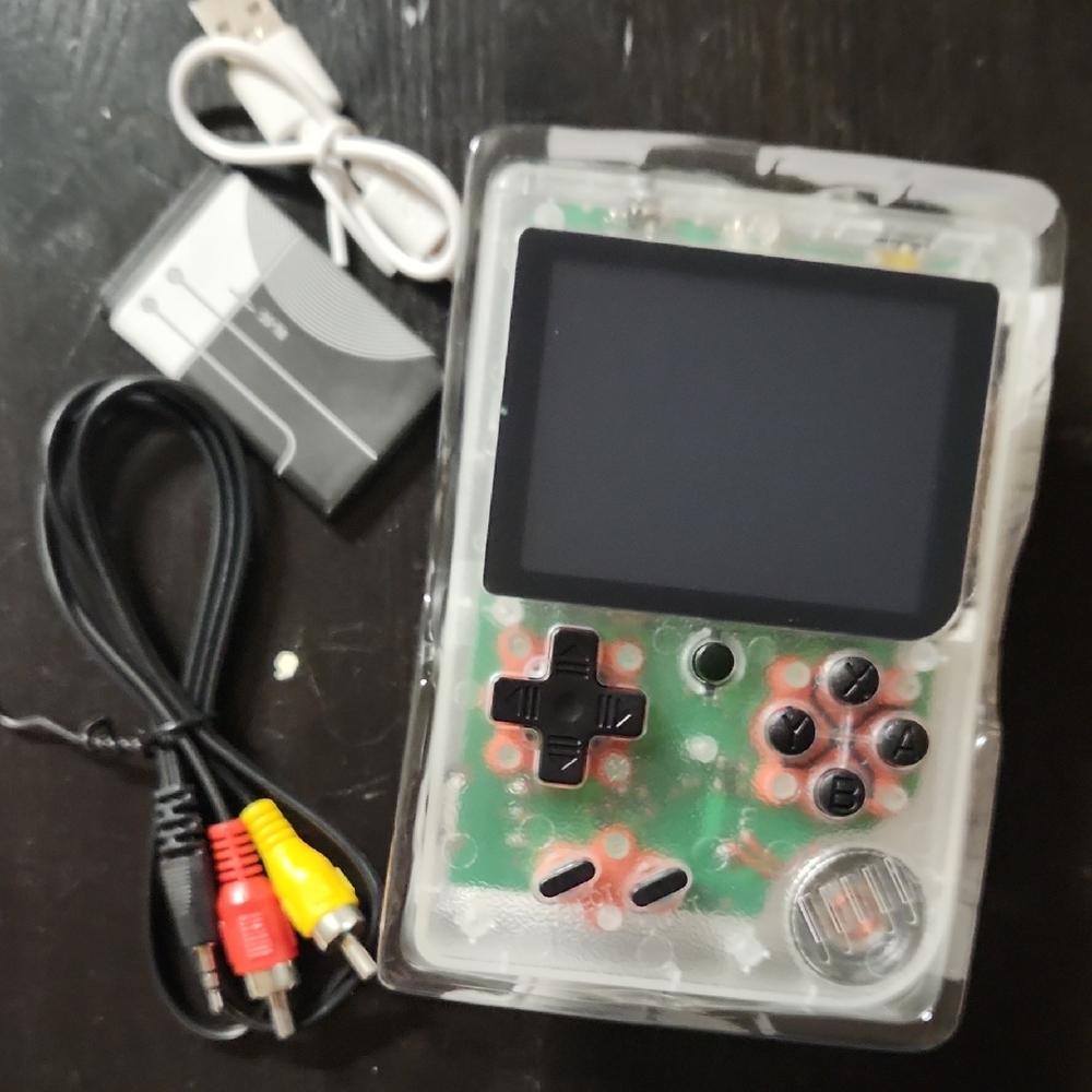 Retro Handheld Gaming Console - Transparent GREEN Accent